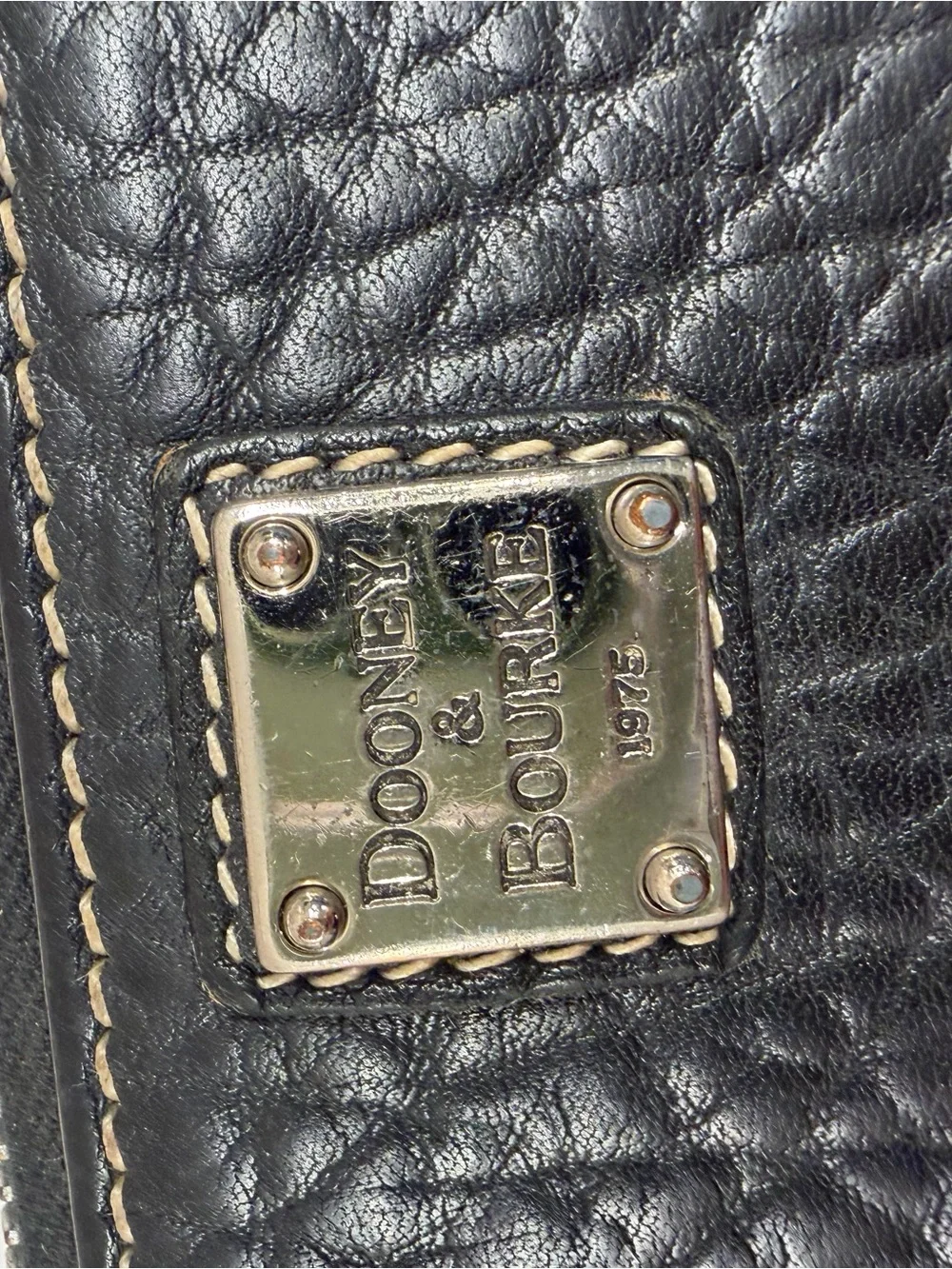 Dooney & Bourke Black Pebbled Leather Zip Card and Checkbook Holder Wallet